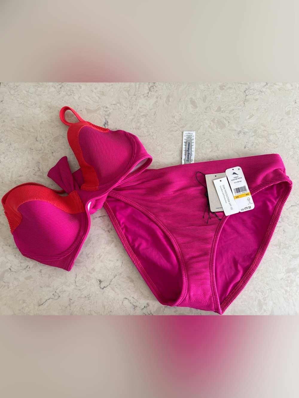 Tommy Bahama Hot Pink & coral Ribbed Bikini